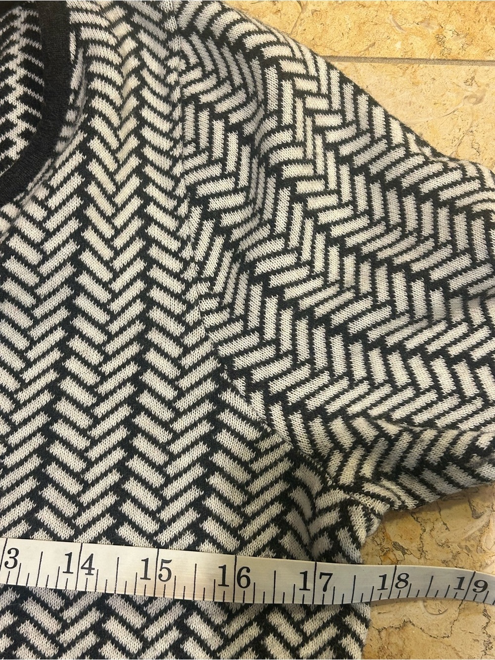 Margaret O'Leary Black & White Cropped Sleeve Tunic 100% Cotton Size S/M - Picture 5 of 6